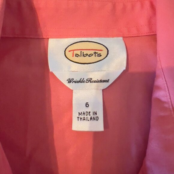 Talbots Womens Wrinkle-Resistant Button-Down Shirt Size 6 Salmon Pink - Picture 2 of 7